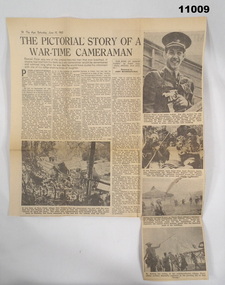 Newspaper - ARTICLE, WARTIME CAMERAMAN