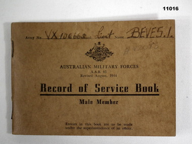 Administrative record - RECORD OF SERVICE BOOK