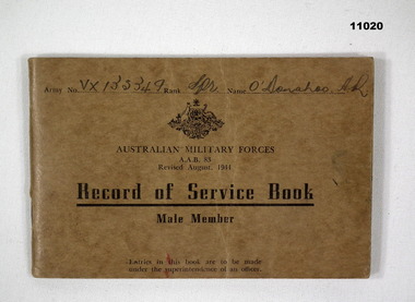 Administrative record - RECORD OF SERVICE BOOK