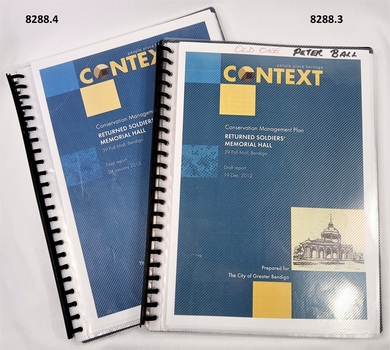 Draft and final Conservation Management plans 2012 - 2013.