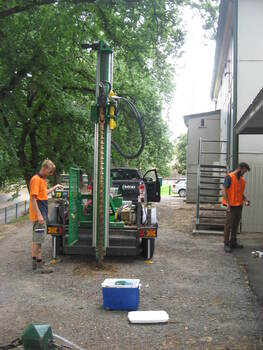 Bore holes being drilled at the rear of the SMI 2015.