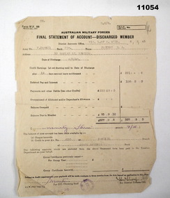Administrative record - FINAL STATEMENT, DISCHARGED