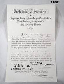 Document - INSTRUMENT OF SURRENDER - JAPANESE, WW2