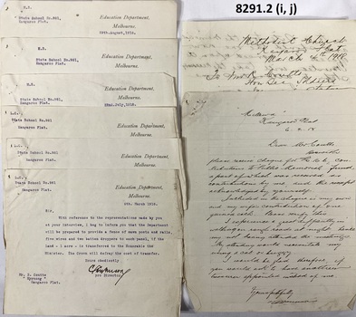 Correspondance re Kangaroo Flat Soldiers memorial.