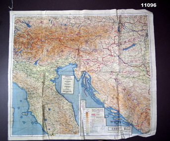 Coloured silk map of Germany, Slovania, Poland and Hungary.