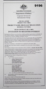 Administrative record - Newspaper Advertisement. Digo Gac Relocation. Bendigo. Head Contract