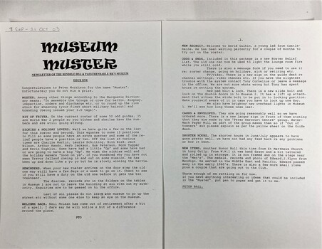 The first issue of the Museum Muster in 2003.