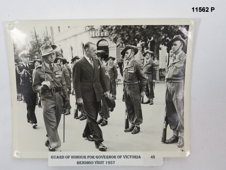 Black & white photo, Guard of Honour for Governor of Victoria.