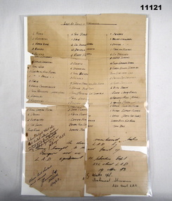 List of Armourers Tool list and signatures.