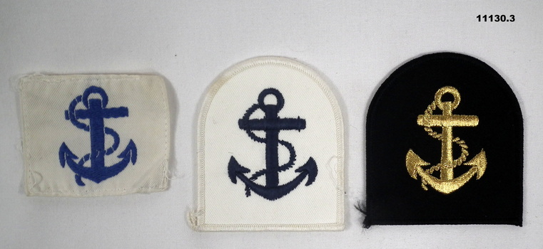 Three rank insignia depicting rank of Leading Seaman.