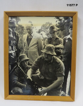 Framed photograph featuring a weapons lesson at Puckapunyal 1980