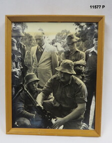 Framed photograph featuring a weapons lesson at Puckapunyal 1980