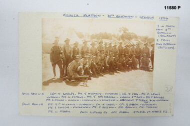 Sepia photograph of Echuca Platoon of 38th Battalion at Seymour 1936.