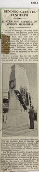 The new Bendigo Cenotaph unveiled 1957.