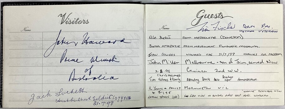 Pages signed by John Howard, Tim Fischer, Jack Lockett.