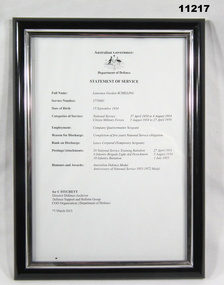 Certificate - STATEMENT OF SERVICE, ARMY