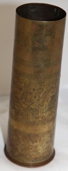 Brass shell case with engraved trench art 1917