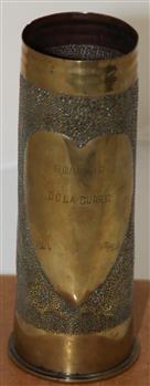 Brass shell case with engraved trench art April 1917