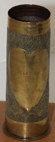 Brass shell case with engraved trench art April 1917