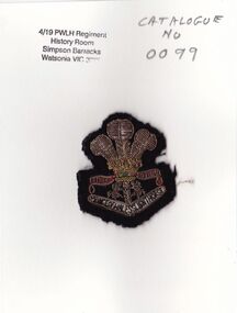 Badge, 4th/19th Prince of Wales's Light Horse Regiment, c 1965