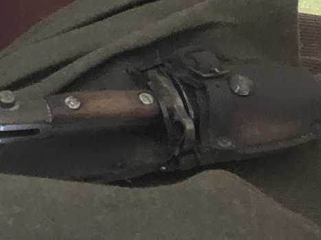 Bayonet, Scabbard and Pattern 1892 Bayonet Frog on Sam Brown Belt on Jack's mannequin.