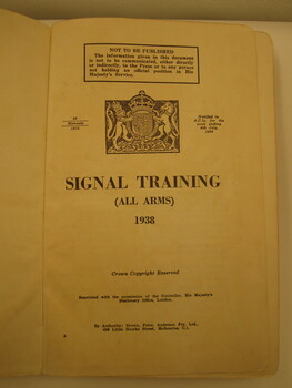 Signal Training (All Arms) 1938