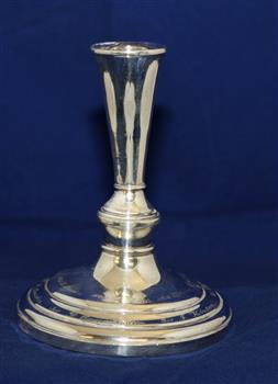 Single stem, silver plated candelabra