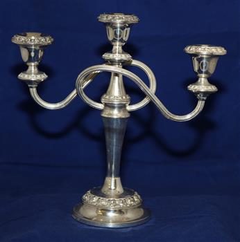 3 stem, silver EPNS Candelabra in set of 5