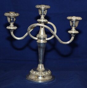 3 stem, silver EPNS Candelabra in set of 5