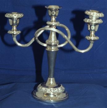 3 stem, silver EPNS candelabra in set of 5