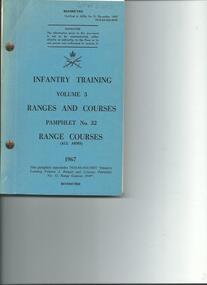 Booklet (4 copies), Infantry Training Vol 3 Ranges & Courses Pam No 32 Range Courses 1967, 1967