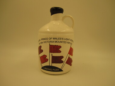 Ceramic port crocks (750 ml), to mark the linking in 1991 of 4/19 Prince of Wales's Light Horse and 8/13 Victorian Mounted Rifles Regiments