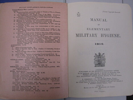 Manual of Elementary Military Hygiene 1912