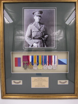 Framed Portrait, Replica Medals and Service History of LT Rupert Vance Moon VC