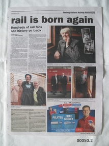 Newspaper cutting - railway, rail is born again, 11/04/2012