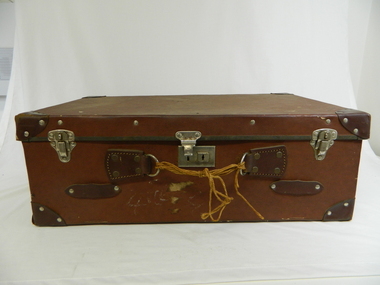 Antique Solid Leather Osilite Trunk Suitcase by H.J. Cave 19th C
