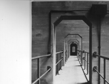 Photograph of Lake Guy Dam, Walkway, Inside Lake Guy Dam, c 1945