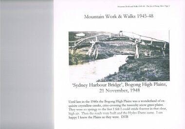 Journal - Reference, Mountain Work and Walks 1945-48,The Joy of Being Alive, circa 1950s