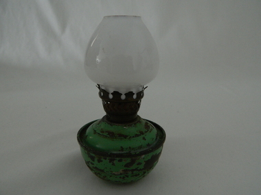 LAMP BASE - no shade vintage Red coated Glass Kero Kerosene Oil