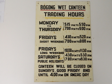 Sign Canteen Painted, Circa 1950