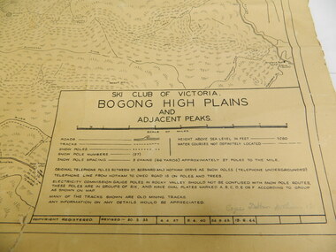 Map - Topographical, Ski Club of Victoria Bogong High Plains and Adjacent Peaks, Early 1930's