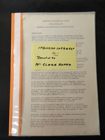 Folder - Clare Roper No. 1, Items of Interest
