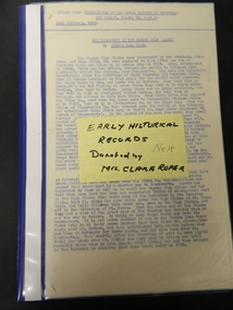 Folder - Clare Roper No. 4, Early Historical Records