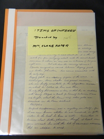 Folder - Clare Roper No. 5, Items of Interest