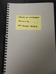 Folder - Clare Roper No. 7, Items of Interest