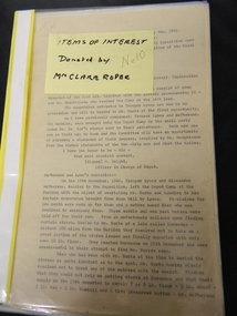 Folder - Clare Roper No. 10, Items of Interest