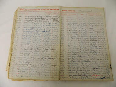 Ledger - Post Office Kergunyah, Inward Registered Article Journal Post Office - Kergunyah, 1920 - 1951