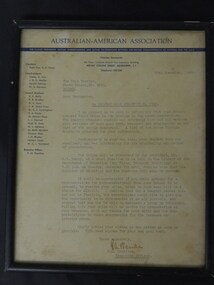 Framed Letter - Bogong State School 1948, 29th November 1948