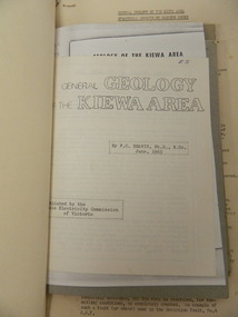 Folder - Kiewa Valley, Geology, Plant Life, Bird Life, Water Cycle, 1960's