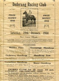 Programmes and Document - Dederang Racing Club, 1. January 1938          2. February 1924